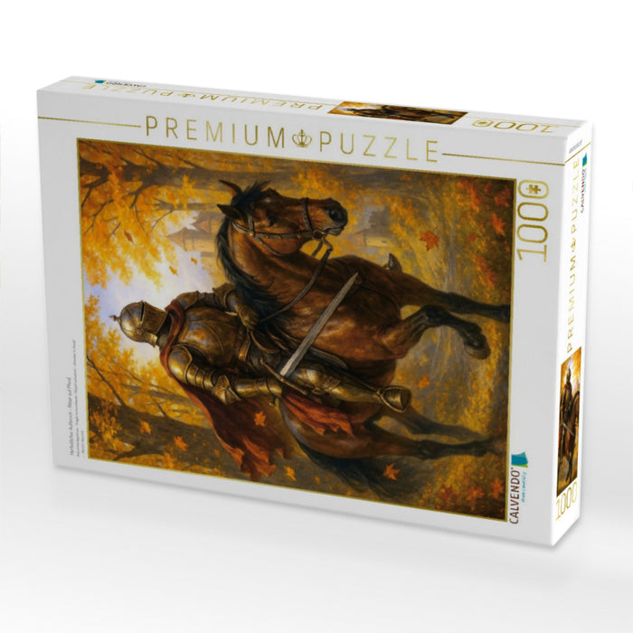 Herbstlicher Aufbruch - Ritter auf Pferd - CALVENDO Foto-Puzzle'