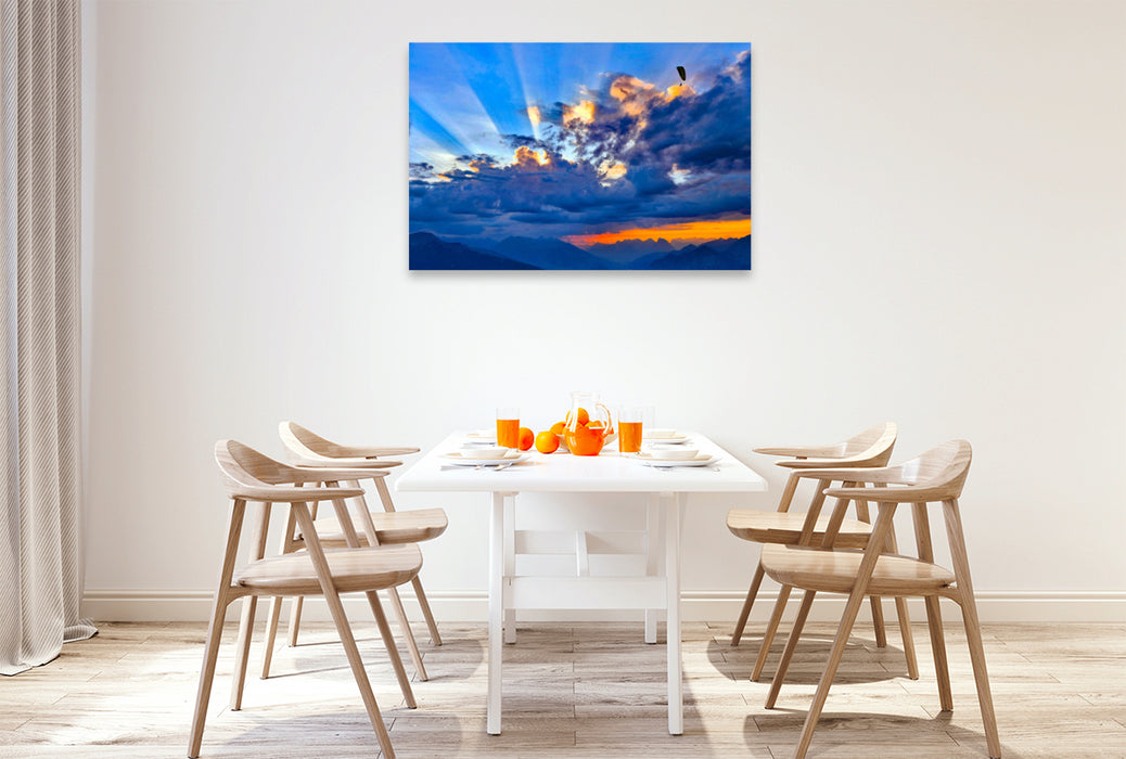 Premium Textil-Leinwand Sonnenuntergang auf dem Patscherkofel, Tirol