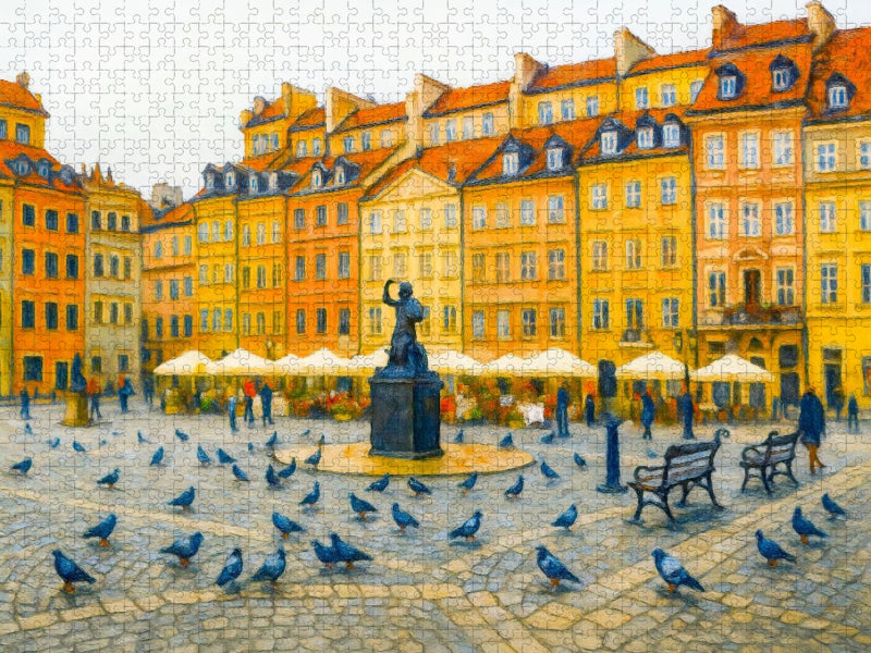Warschau in Farbe Kunstvolle Stadtansichten Marktplatz der Altstadt - CALVENDO Foto-Puzzle'
