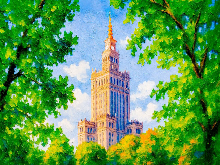 Kulturpalast durch Bäume gerahmt im Park - CALVENDO Foto-Puzzle'