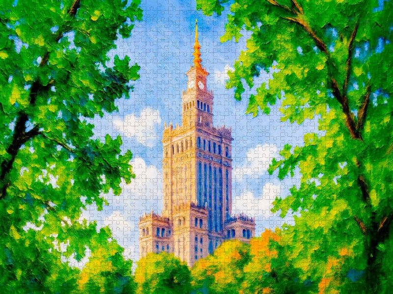 Kulturpalast durch Bäume gerahmt im Park - CALVENDO Foto-Puzzle'