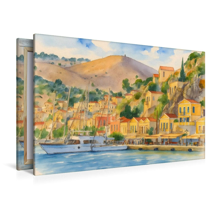 Premium Textil-Leinwand Symi, Dodekanes Insel