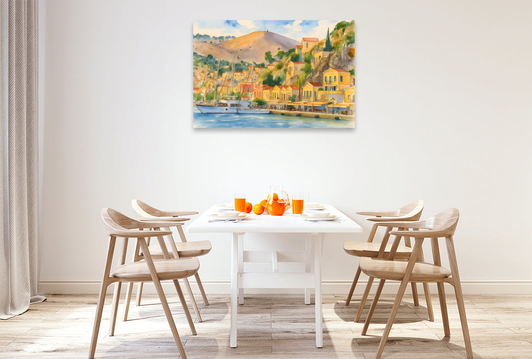 Premium Textil-Leinwand Symi, Dodekanes Insel