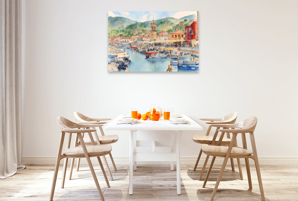 Premium Textil-Leinwand Hydra - Saronische Insel