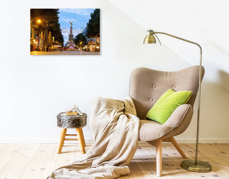 Premium Textil-Leinwand Reims, Place Drouet d Erlon und Fontaine La Subé