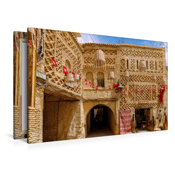 Premium Textil-Leinwand Lehmziegelarchitektur in der Oasenstadt Tozeur