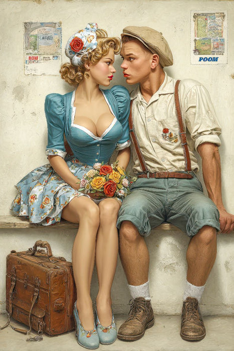 Premium Textil-Leinwand Magst du mich - dann gib mir doch ein Küsschen