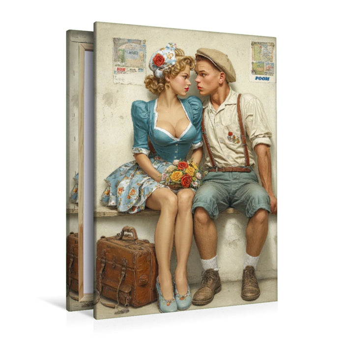 Premium Textil-Leinwand Magst du mich - dann gib mir doch ein Küsschen