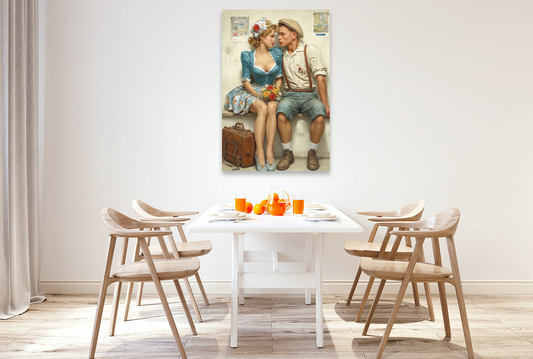 Premium Textil-Leinwand Magst du mich - dann gib mir doch ein Küsschen