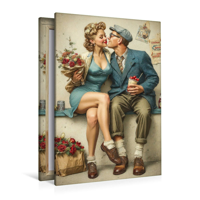 Premium Textil-Leinwand Möchtest du ein Küsschen mit Eisgeschmack