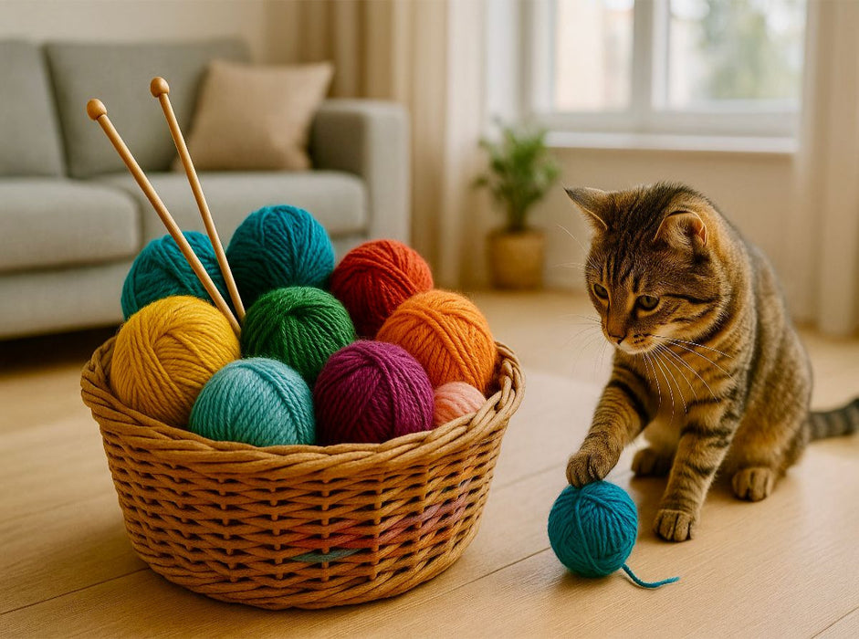 Eine Katze spielt mit der Wolle - CALVENDO Foto-Puzzle'