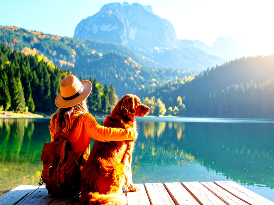 Mit Hund am Bergsee - CALVENDO Foto-Puzzle'