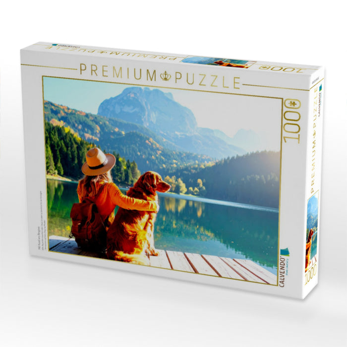 Mit Hund am Bergsee - CALVENDO Foto-Puzzle'