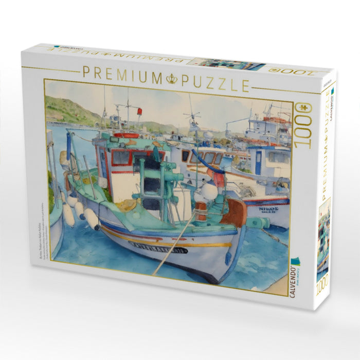 Buntes Treiben im Hafen Kefalos - CALVENDO Foto-Puzzle'