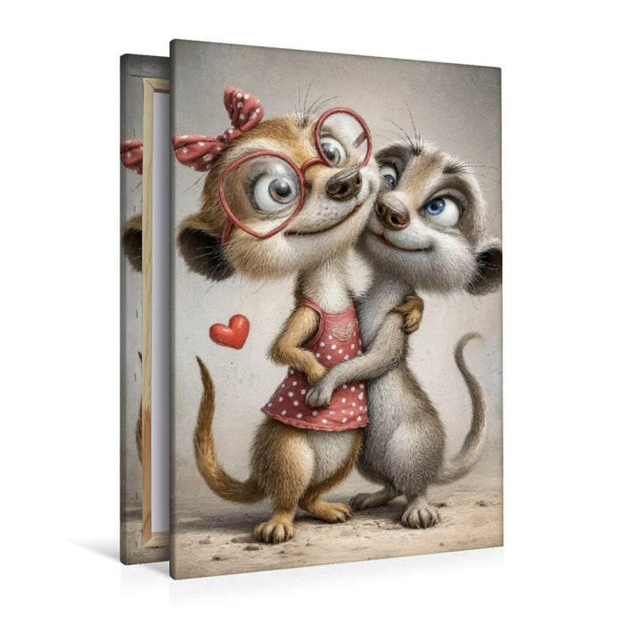 Premium Textil-Leinwand Erdmännchen - Liebe
