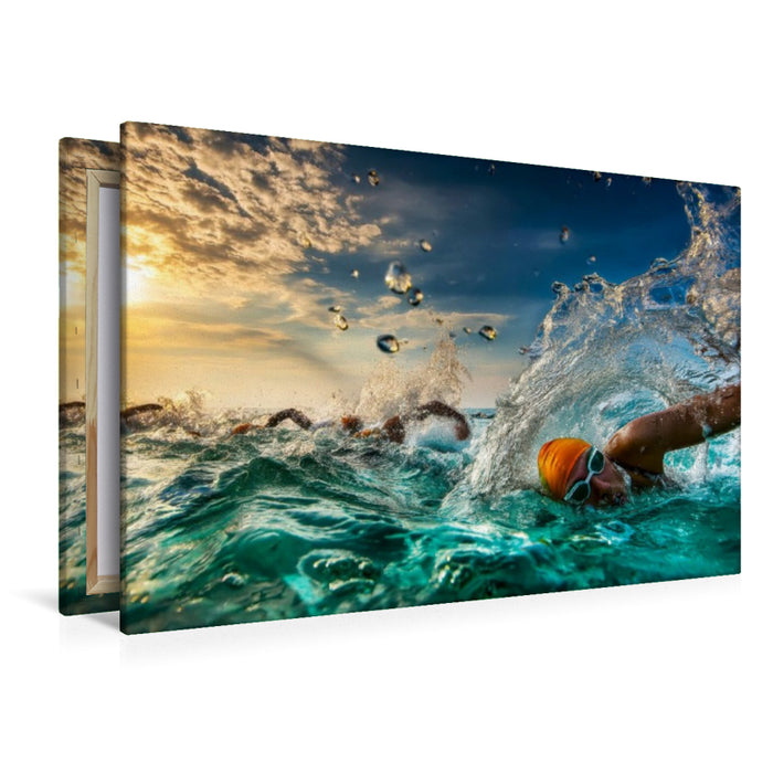Premium Textil-Leinwand Der Kampf gegen die Wellen