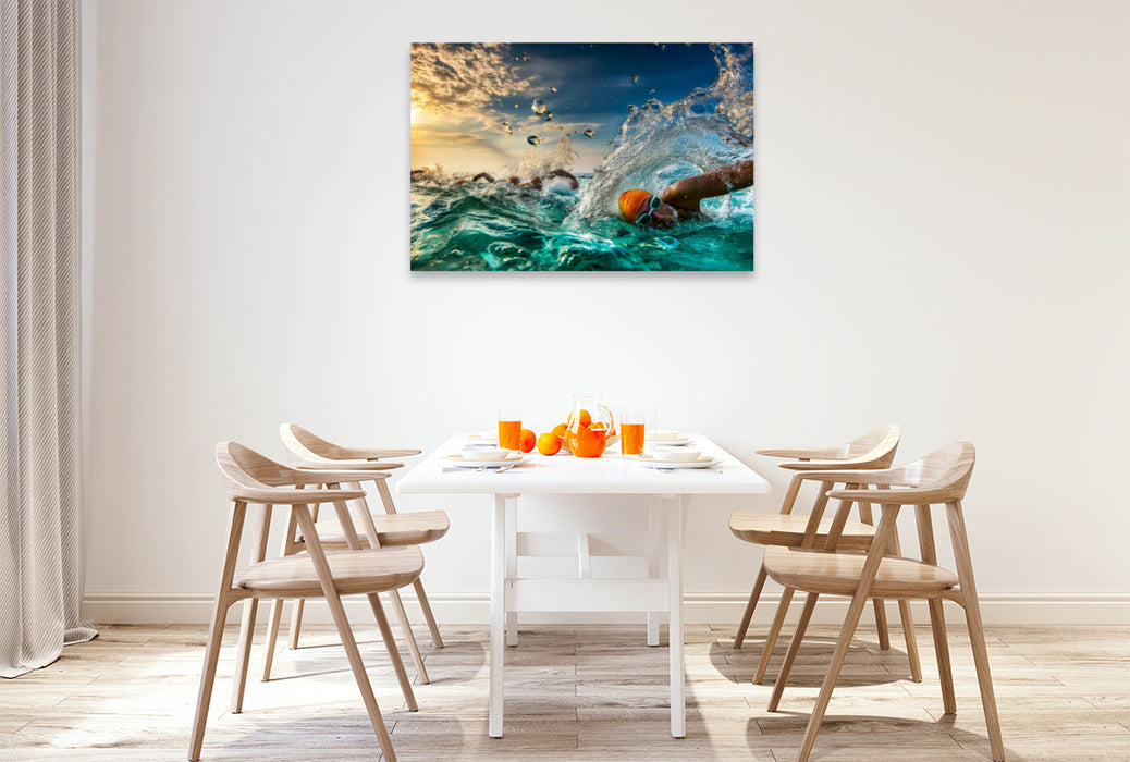 Premium Textil-Leinwand Der Kampf gegen die Wellen