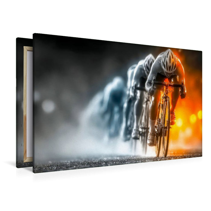 Premium Textil-Leinwand In die Pedalen treten - immer weiter