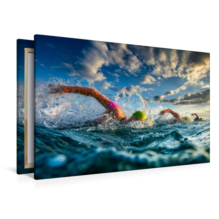 Premium Textil-Leinwand Der Triathlon hat begonnen
