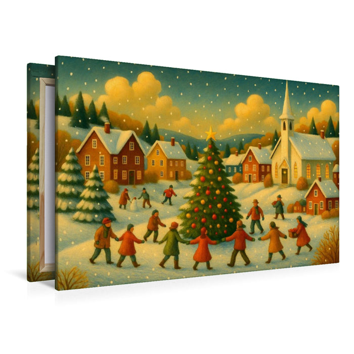 Premium Textil-Leinwand Lichterglanz und Schlittschuhspuren