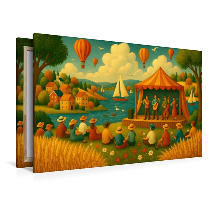 Premium Textil-Leinwand Sommerfest am Wasser