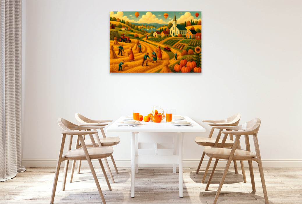 Premium Textil-Leinwand Erntezeit im Sonnenlicht