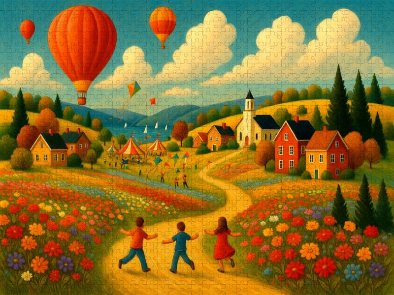 Felder, Farben, Heißluftballons - CALVENDO Foto-Puzzle'