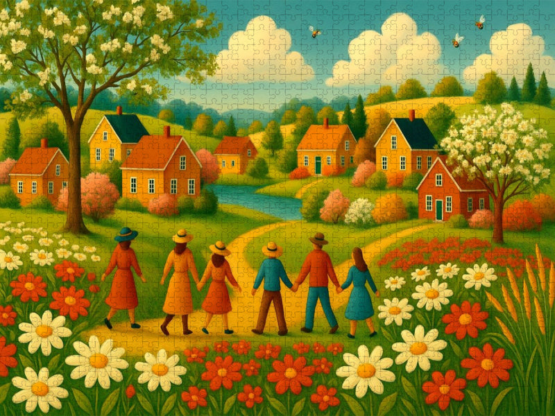 Blumenwiesen und Kinderglück - CALVENDO Foto-Puzzle'