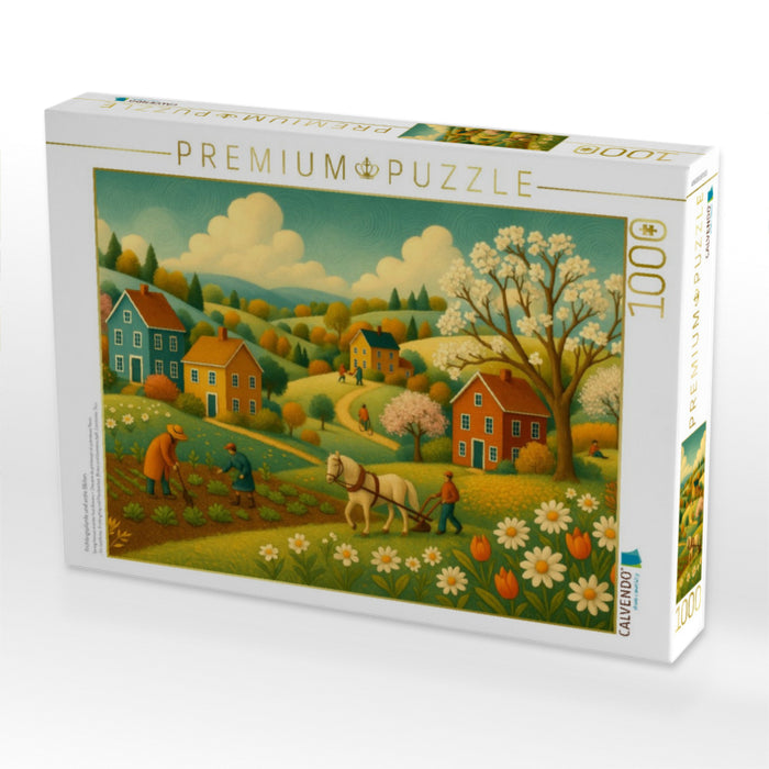 Frühlingspferde und erste Blüten - CALVENDO Foto-Puzzle'