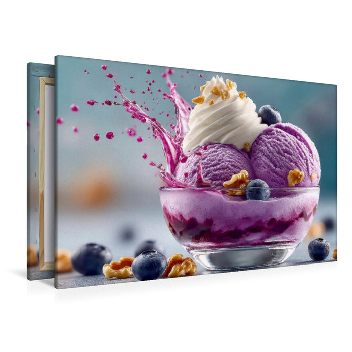 Premium Textil-Leinwand Hier dominieren die Heidelbeeren den süßen Gaumenschmaus