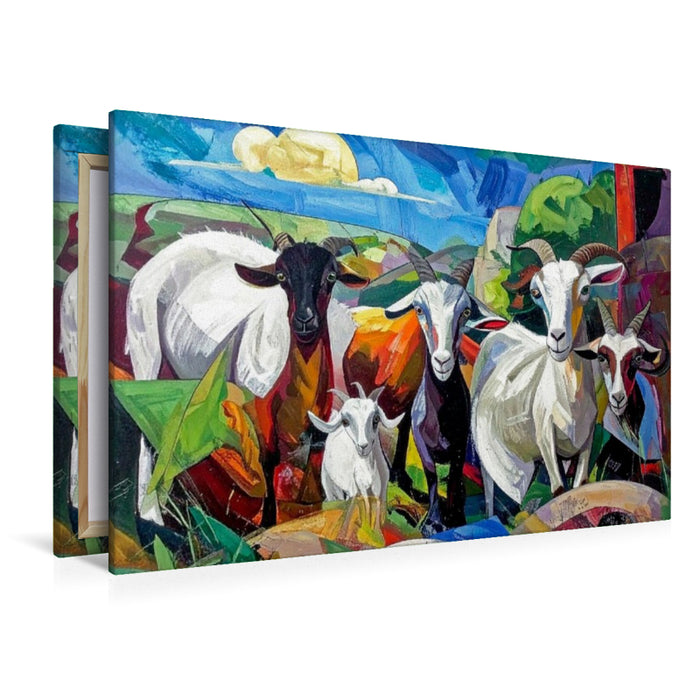 Premium Textil-Leinwand Ziegenherde