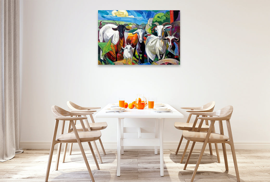 Premium Textil-Leinwand Ziegenherde