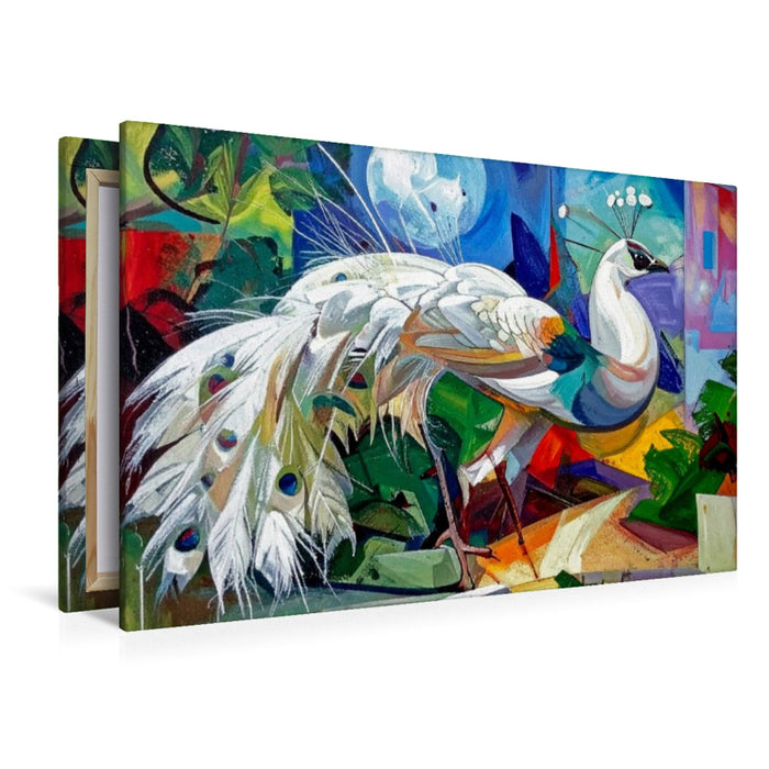 Premium Textil-Leinwand Pfau