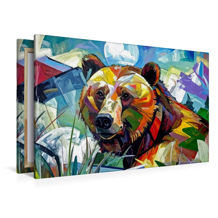 Premium Textil-Leinwand Braunbär