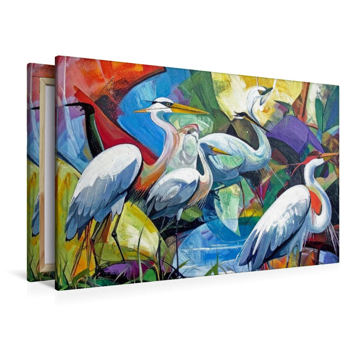 Premium Textil-Leinwand Reiherkolonie