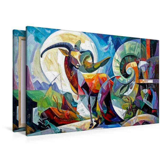 Premium Textil-Leinwand Steinbock