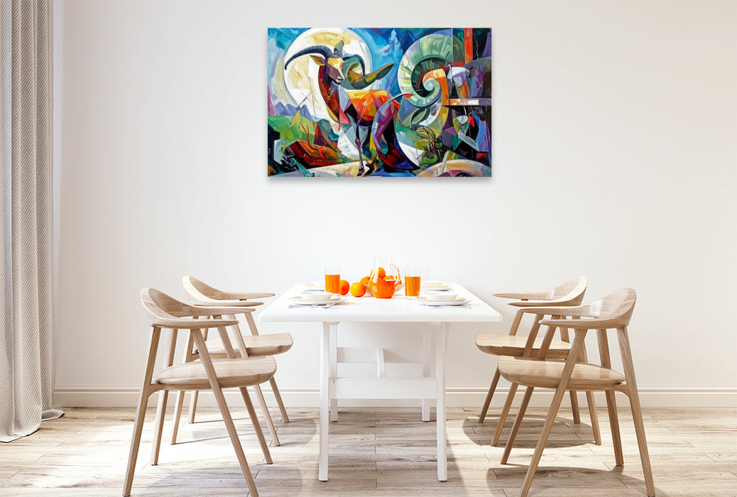 Premium Textil-Leinwand Steinbock