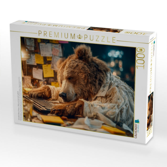 Schreibtischbär in Pause - Müde und charmant zugleich - CALVENDO Foto-Puzzle'