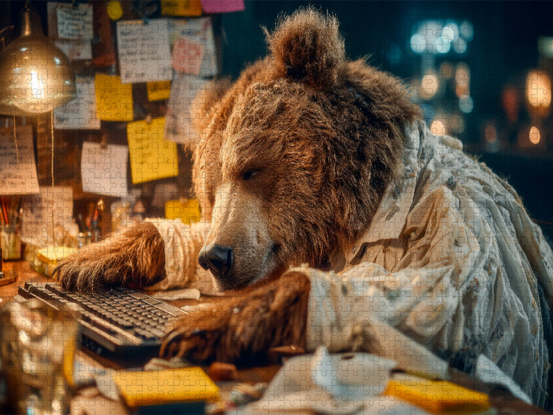 Schreibtischbär in Pause - Müde und charmant zugleich - CALVENDO Foto-Puzzle'