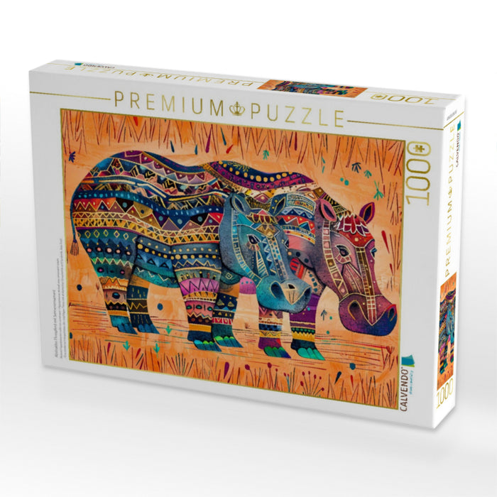 Abstraktes Flusspferd mit Sonnenornament - CALVENDO Foto-Puzzle'