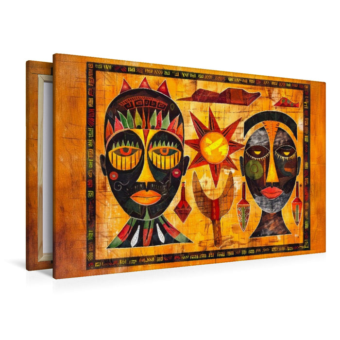 Premium Textil-Leinwand Abstrakte Masken und afrikanische Gesichter