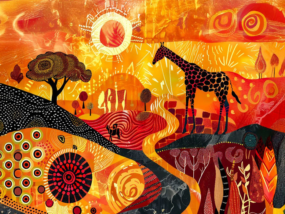Abstrakte Giraffe mit Ornamentmuster-Design - CALVENDO Foto-Puzzle'