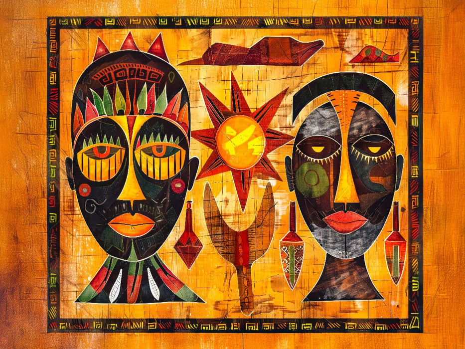 Abstrakte Masken und afrikanische Gesichter - CALVENDO Foto-Puzzle'