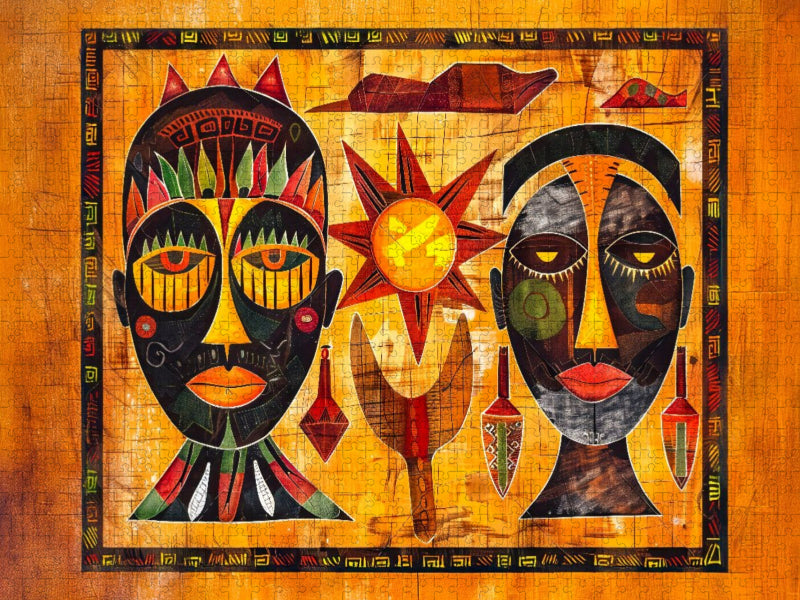 Abstrakte Masken und afrikanische Gesichter - CALVENDO Foto-Puzzle'
