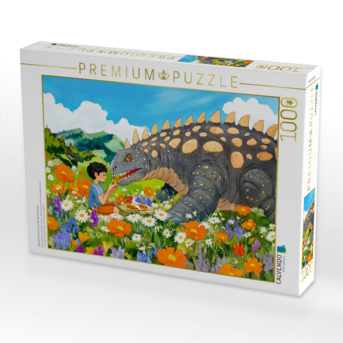 Picknick mit Dino auf der Blumenwiese - CALVENDO Foto-Puzzle'