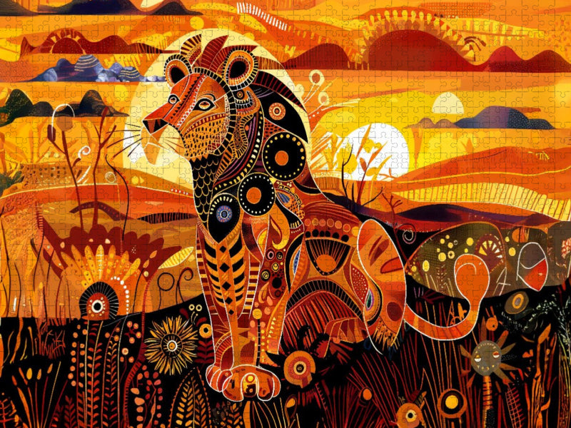 Majestätischer Löwe in afrikanischer Farbwelt - CALVENDO Foto-Puzzle'