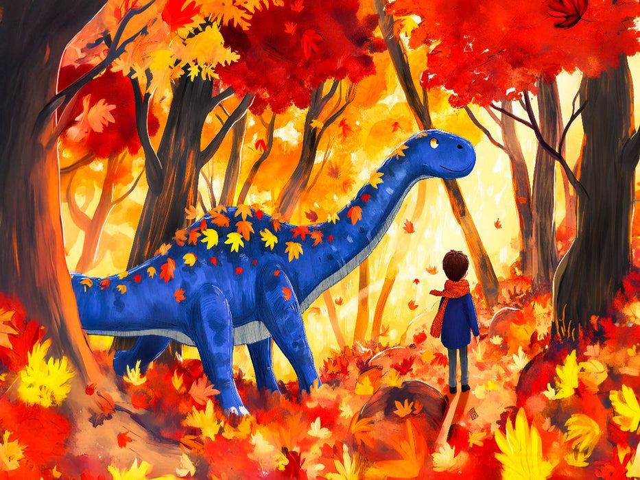 Herbststimmung mit dem Dinosaurier im bunten Wald - CALVENDO Foto-Puzzle'