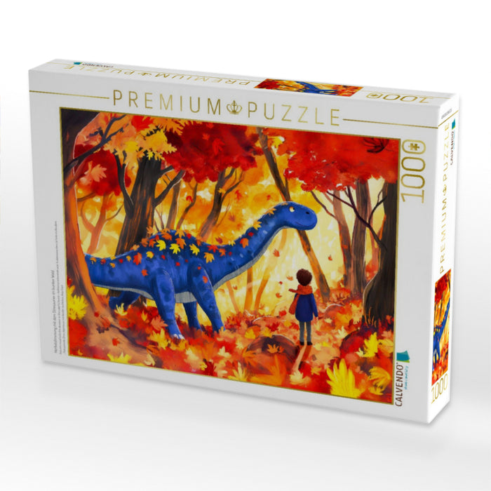 Herbststimmung mit dem Dinosaurier im bunten Wald - CALVENDO Foto-Puzzle'