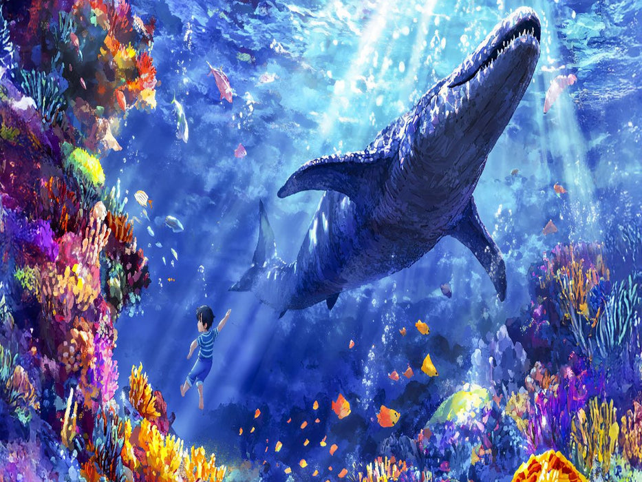 Schwimmen mit dem Meeressaurier im Korallenriff - CALVENDO Foto-Puzzle'