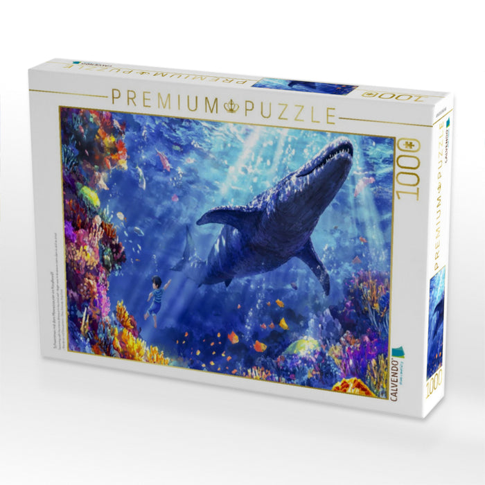 Schwimmen mit dem Meeressaurier im Korallenriff - CALVENDO Foto-Puzzle'